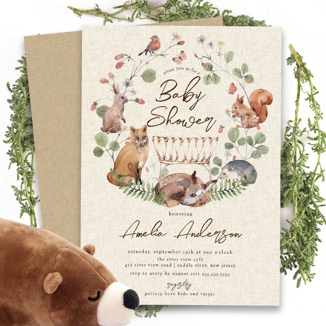 Delightful Woodland Animals Baby Shower Invitation (Creator Uploaded)