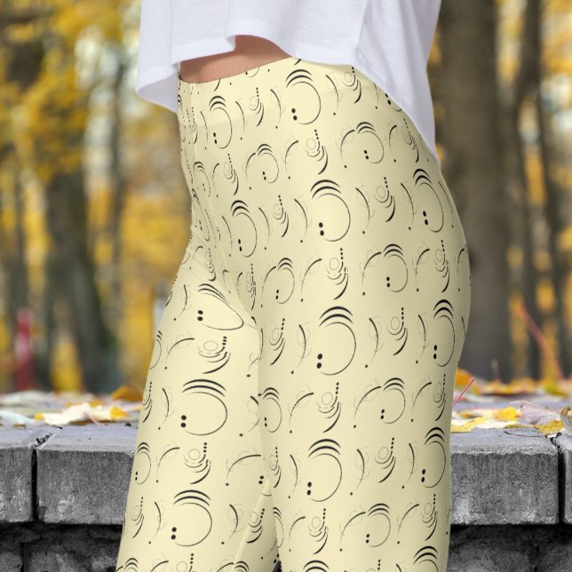 Delightful Yellow Blonde Abstract Dot Pattern Leggings (Abstract Dot on Blond)