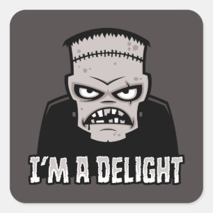 Delightfully Cranky Frankenstein Monster Square Sticker