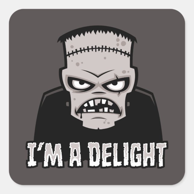 Delightfully Cranky Frankenstein Monster Square Sticker (Front)