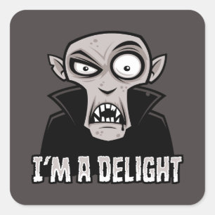 Delightfully Dreadful Mischievous Vampire Square Sticker