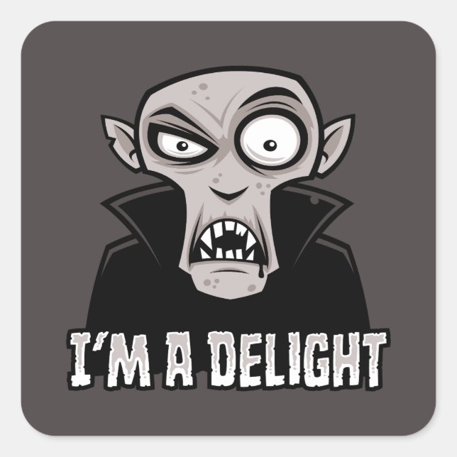 Delightfully Dreadful Mischievous Vampire Square Sticker (Front)