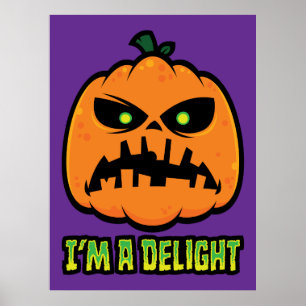 Delightfully Grumpy Jack-O-Lantern Pumpkin Poster