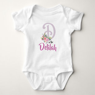 Delilah Name Baby Outfit Letter D Romper Floral Baby Bodysuit
