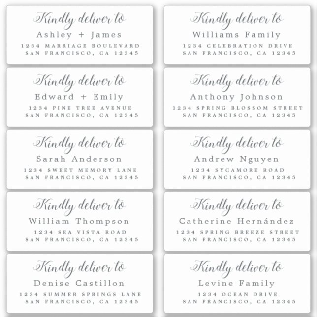 Deliver to Calligraphy Wedding Guest Address (Front)