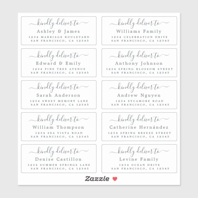 Deliver to Calligraphy Wedding Guest Address Label (Sheet)