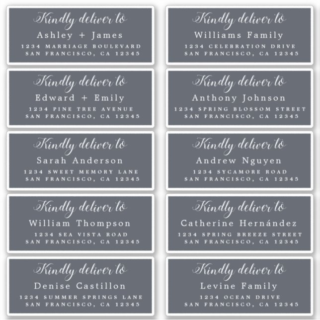 Deliver to Calligraphy Wedding Guest Address Label (Front)