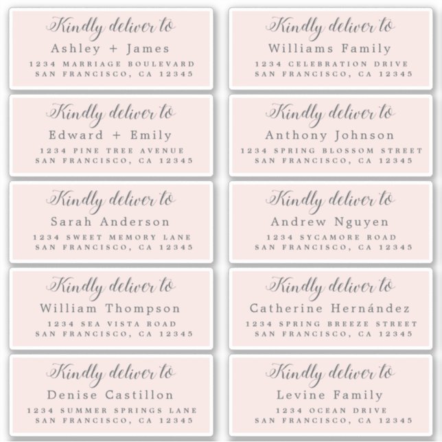 Deliver to Calligraphy Wedding Guest Address Label (Front)