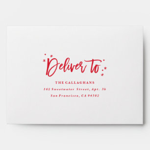 Deliver to red script modern Christmas holiday  Envelopes