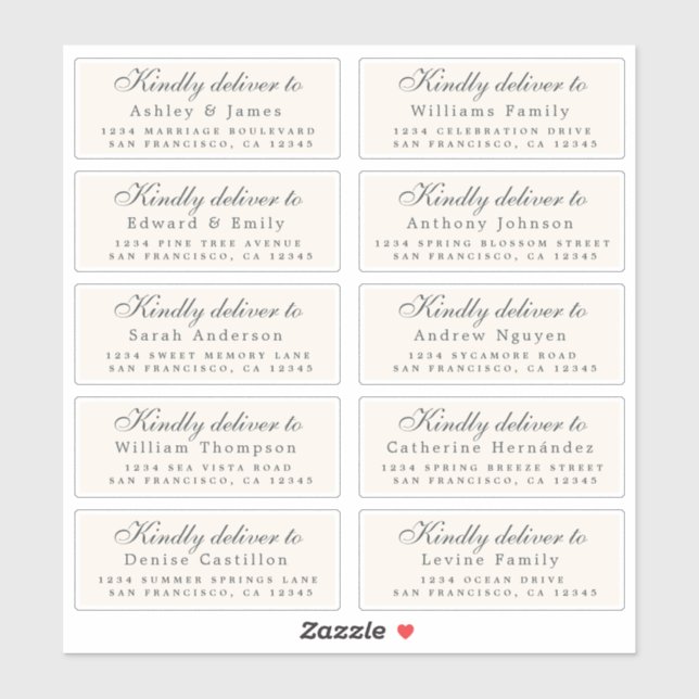 Deliver to Script Guest Address Ivory Labels (Sheet)