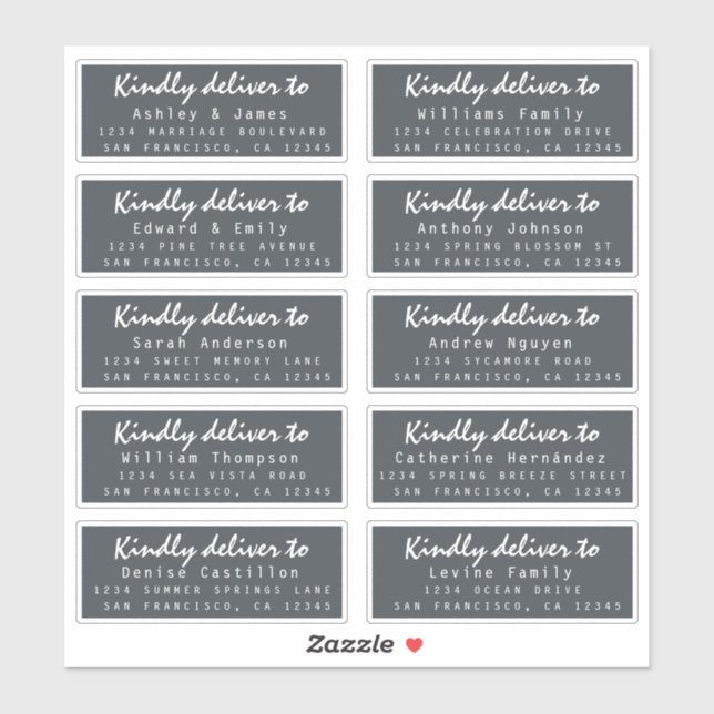 Deliver to Script Wedding Guest Address Off-Black  (Sheet)