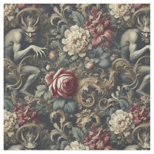 Deliver Us from Decadence – Gothic Classic Tile Fabric (Close Up)