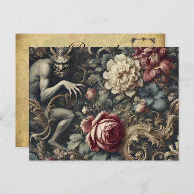 Deliver Us from Decadence – Gothic Floral Design Holiday Postcard (Front/Back)