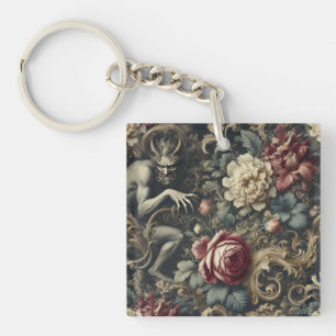 Deliver Us from Decadence – Gothic Floral Design Key Ring