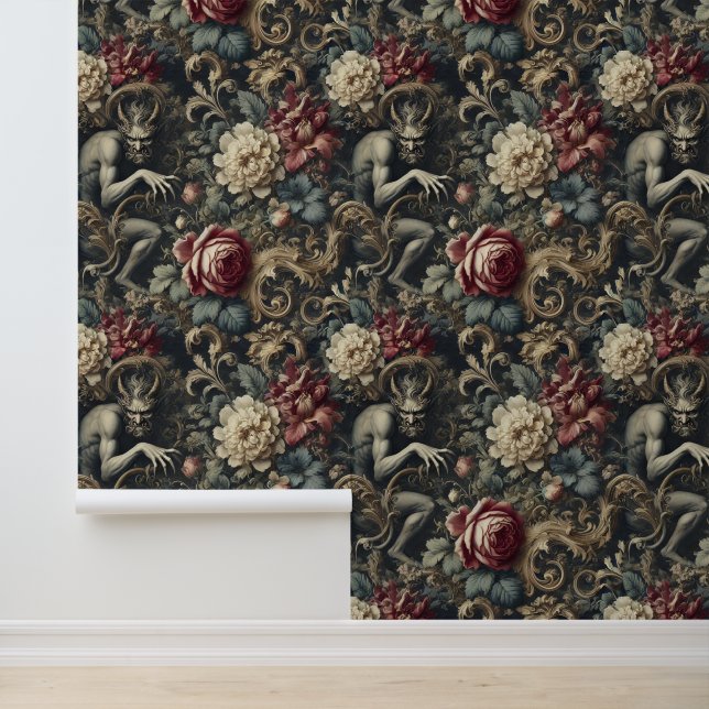 Deliver Us from Decadence – Gothic Floral Design Wallpaper (Application)