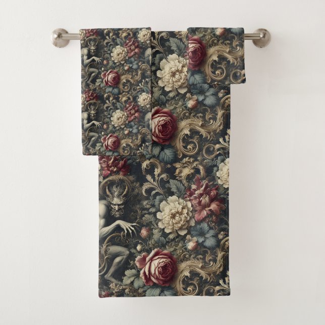 Deliver Us from Decadence – Gothic Victorian Bath Towel Set (Insitu)