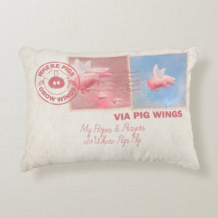 Deliver Yourself-Flying Pig Postage Accent Pillow
