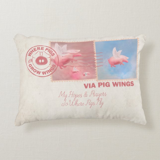 Deliver Yourself-Flying Pig Postage Accent Pillow (Front)