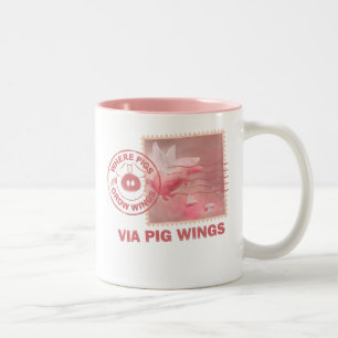 Deliver Yourself-Flying Pig Postage Two-Tone Coffee Mug