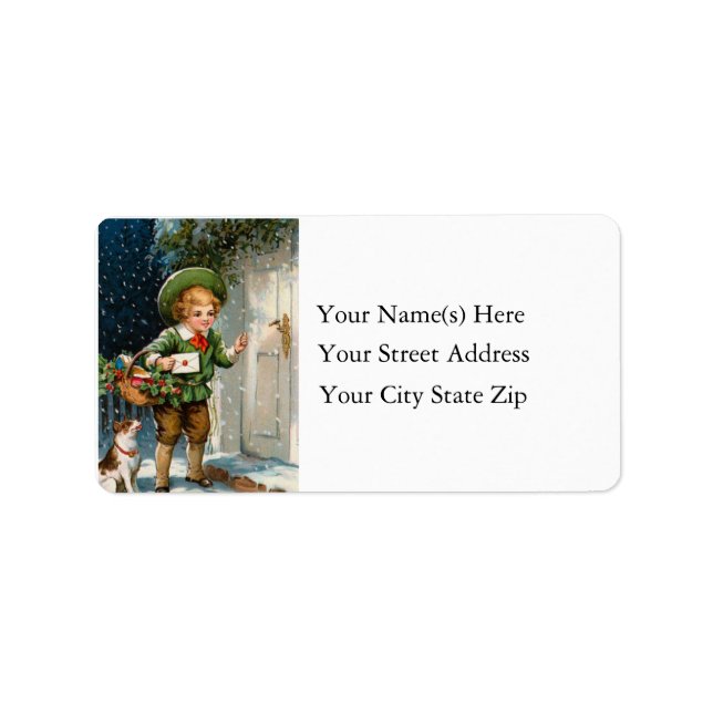 Delivering Christmas Cards Vintage Address Label (Front)