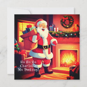 Delivering Christmas Gifts   Letter From Santa  Holiday Card