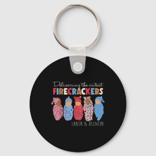 Delivering Cutest Firecrackers Funny Landd Nurse 4 Key Ring