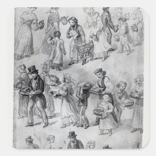 Delivering Dinner, 1841 Square Sticker (Front)