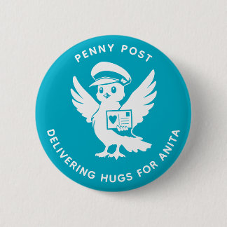 Delivering Hugs Penny Post Bird 6 Cm Round Badge