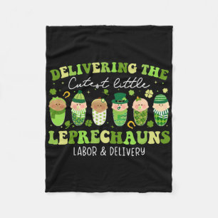 Delivering Little Leprechauns Labor And Delivey St Fleece Blanket