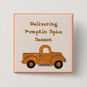 Delivering Pumpkin Spice Season Handpainted Truck 15 Cm Square Badge