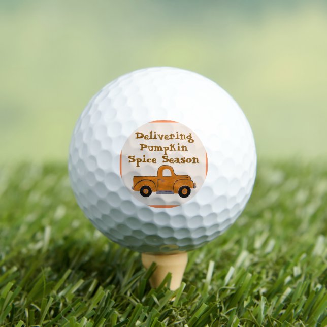 Delivering Pumpkin Spice Season Handpainted Truck Golf Balls (Insitu Tee)
