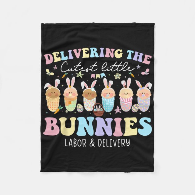 Delivering The Cutest Bunnies Easter Labour And De Fleece Blanket (Front)