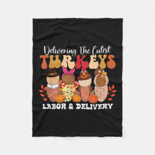 Delivering The Cutest Turkeys Happy Thanksgiving N Fleece Blanket