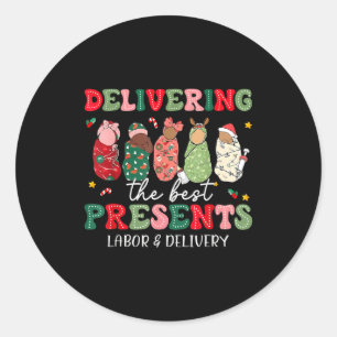 Delivering The Labor Delivery Nurse Christmas Classic Round Sticker