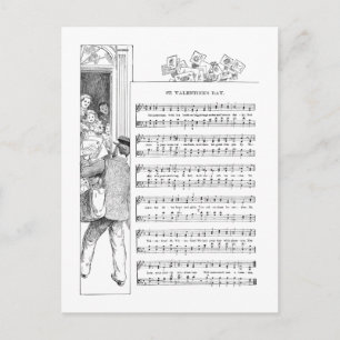 Delivering Valentines Song and Music Holiday Postcard