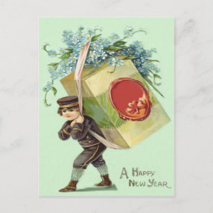Delivery Boy Forget-Me-Nots Seal Package Postcard