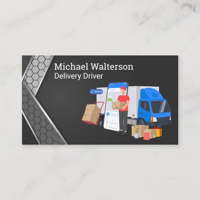 Delivery Driver Dropping Off Packages Business Card (Front)