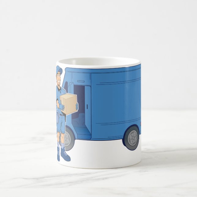 Delivery Man And Van Coffee Mug (Center)