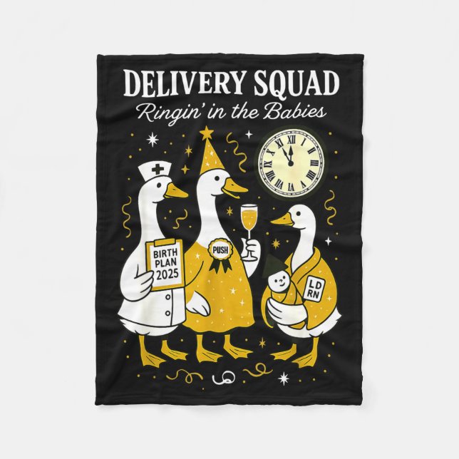 Delivery OB GYN Year New Silly Goose Nurse Midwife Fleece Blanket (Front)