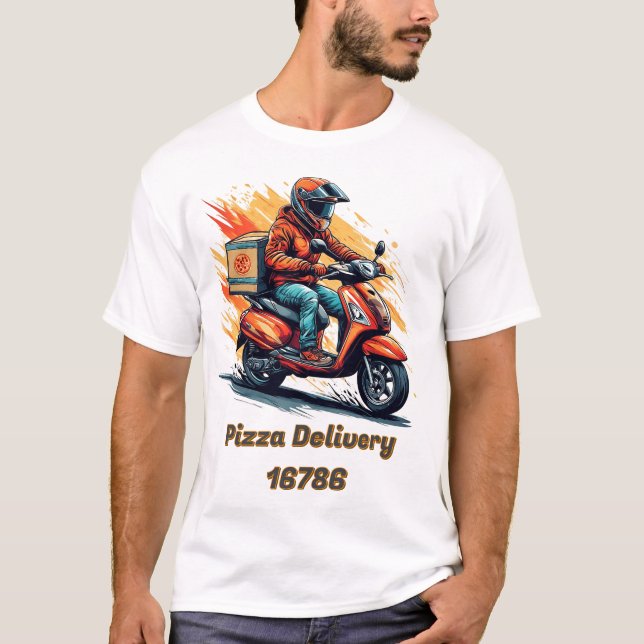 Delivery Rider on Modern Scooter T-Shirt (Front)