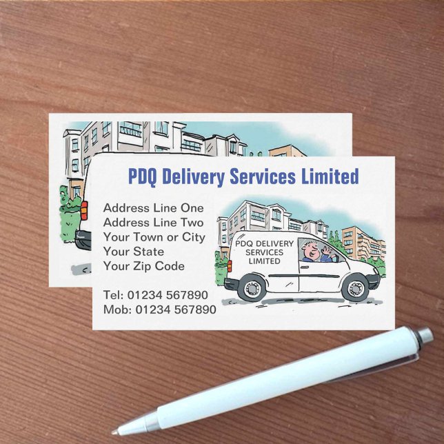 Delivery Services with Name on Company Van Business Card (Creator Uploaded)