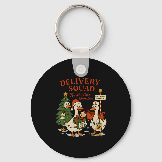 Delivery Squad Labor And Delivery Nurse Christmas  Key Ring (Front)