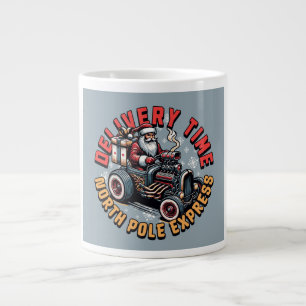 Delivery Time Santa Christmas Hot Rod Large Coffee Mug