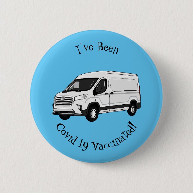 Delivery van cartoon illustration 6 cm round badge (Front)