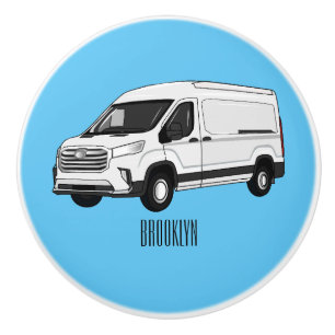 Delivery van cartoon illustration ceramic knob