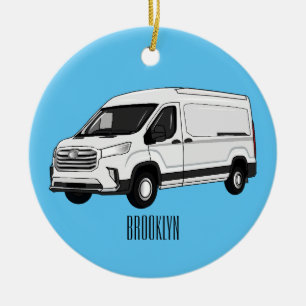 Delivery van cartoon illustration ceramic ornament