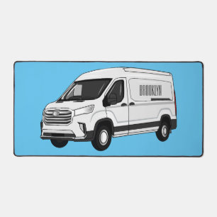 Delivery van cartoon illustration desk mat