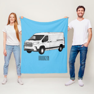 Delivery van cartoon illustration fleece blanket