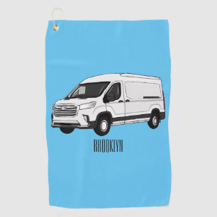 Delivery van cartoon illustration golf towel