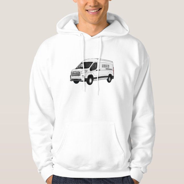 Delivery van cartoon illustration hoodie (Front)